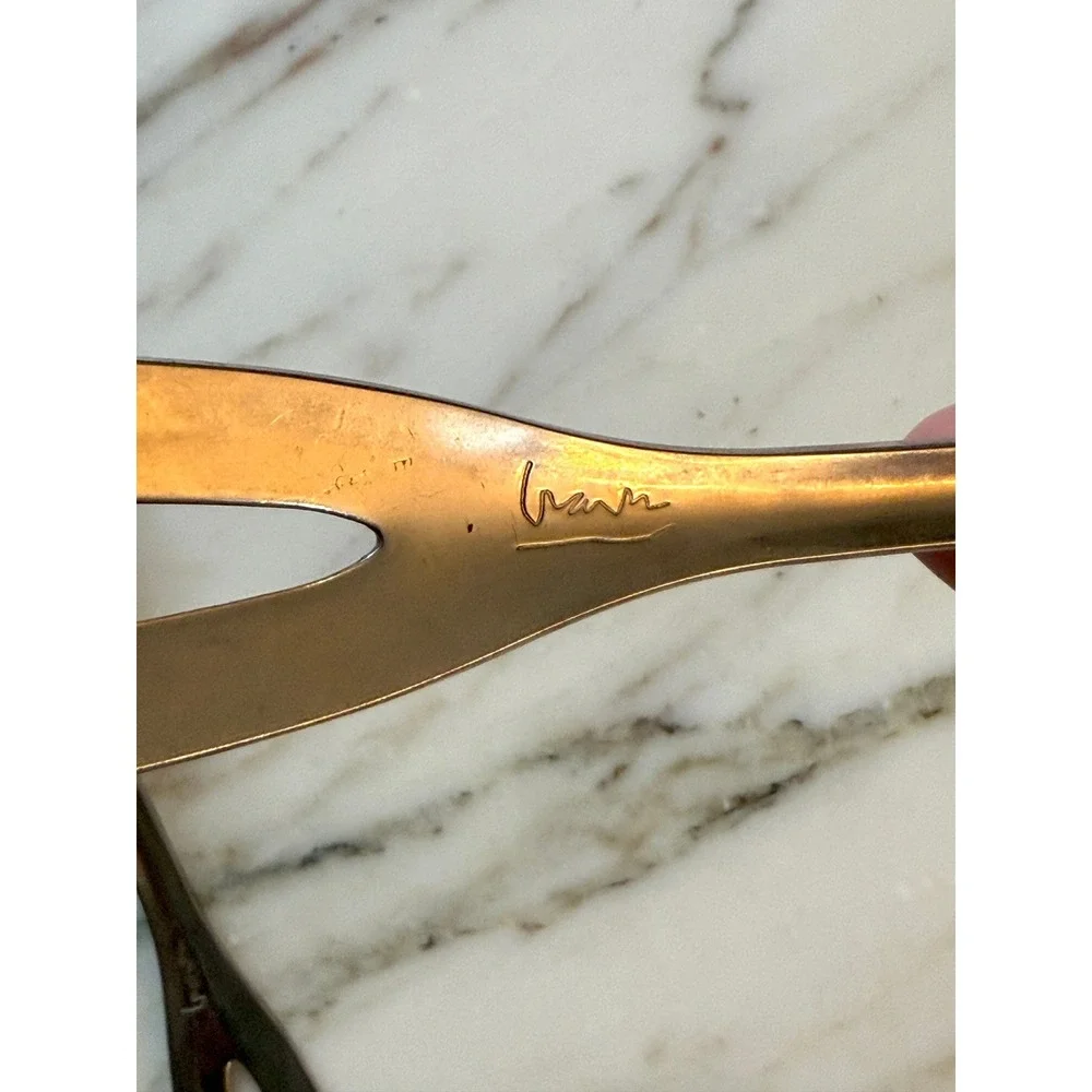 Vintage Signed Stainless Steel Serving Forks Set of 2 MCM 10.25
